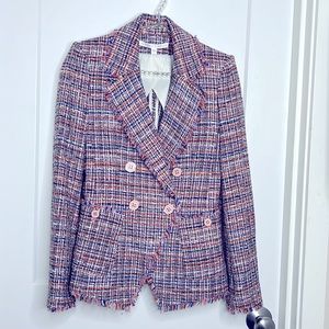 Veronica Beard Theron Pink Plaid Blazer Size 0 NEW!